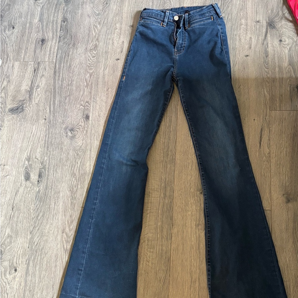 True Religion Blue Flare Wide Leg Jeans